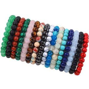 gemstone beaded bracelet set stretch crystal bracelets unisex yoga jewelry set